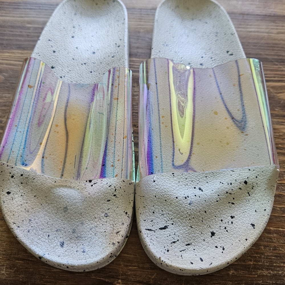 Iridescent Slide Sandals